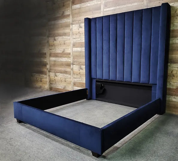 Maya Panel Wingback frame bed with ottoman and mattress options