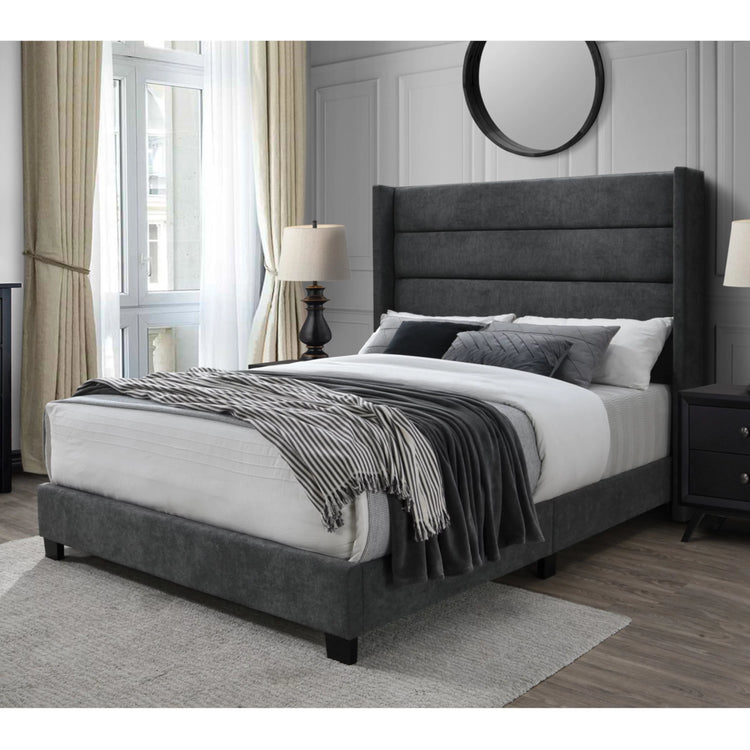 Nova Horizontal Panel Upholstered frame bed with ottoman and mattress options