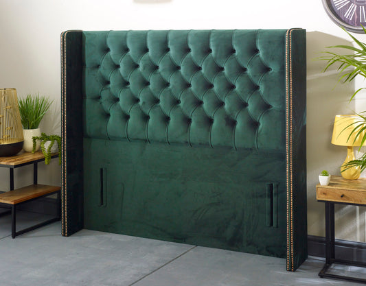 Chesterfield Wingback Double Studded Floor Standing Headboard - Customisable Height