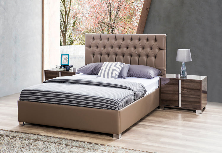 Lola Chesterfield Upholstered frame bed with ottoman and mattress options