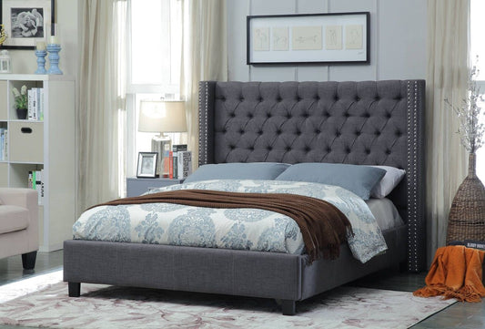 Camilla Chesterfield studded wingback frame bed with ottoman and mattress options