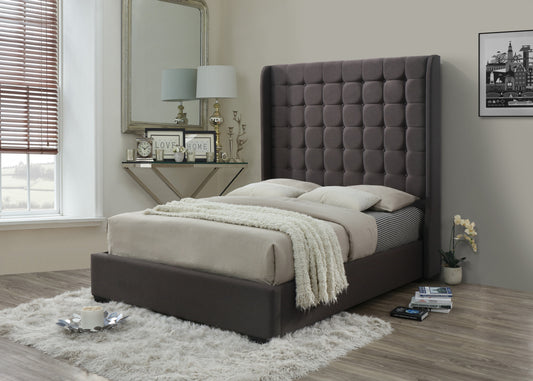 Penny Cube Wingback 65” Extra Tall frame bed with ottoman and mattress options